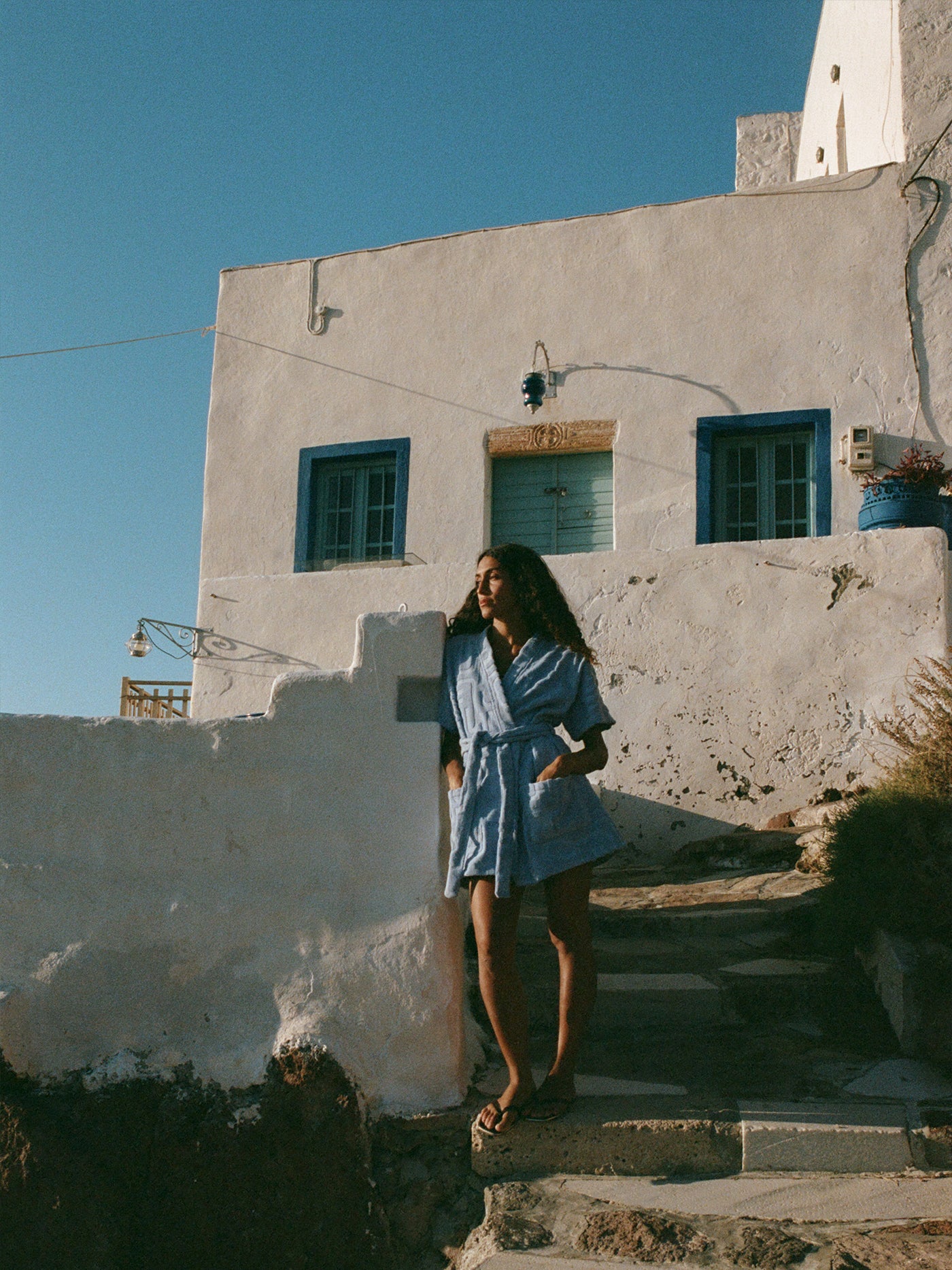 Towelling Mini Robe | Kin Cornflower