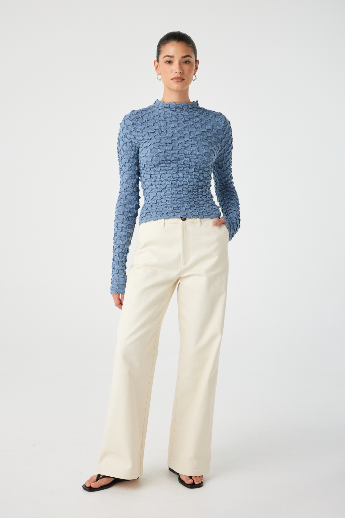 Suvi High Neck Top | Denim Blue