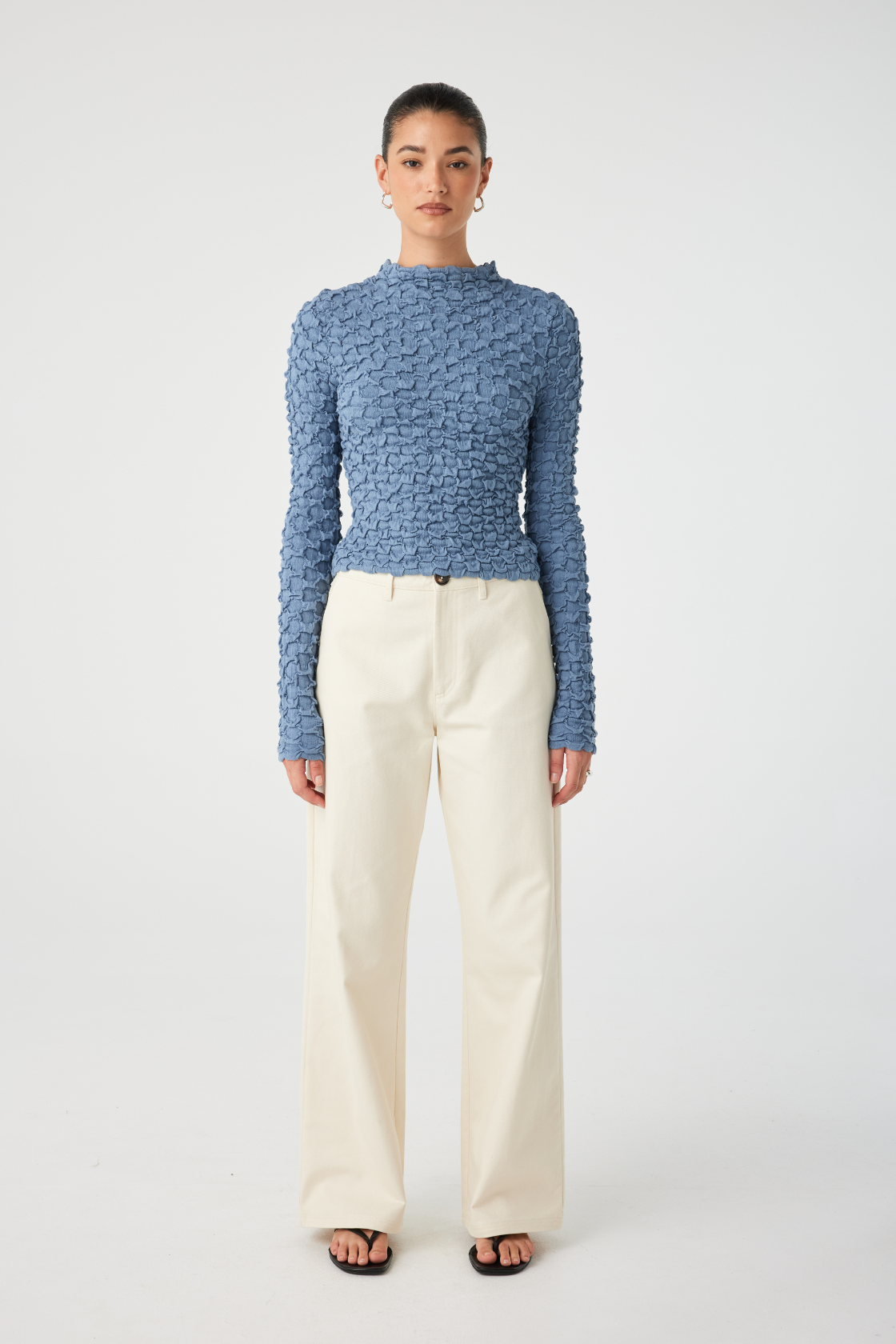 Suvi High Neck Top | Denim Blue
