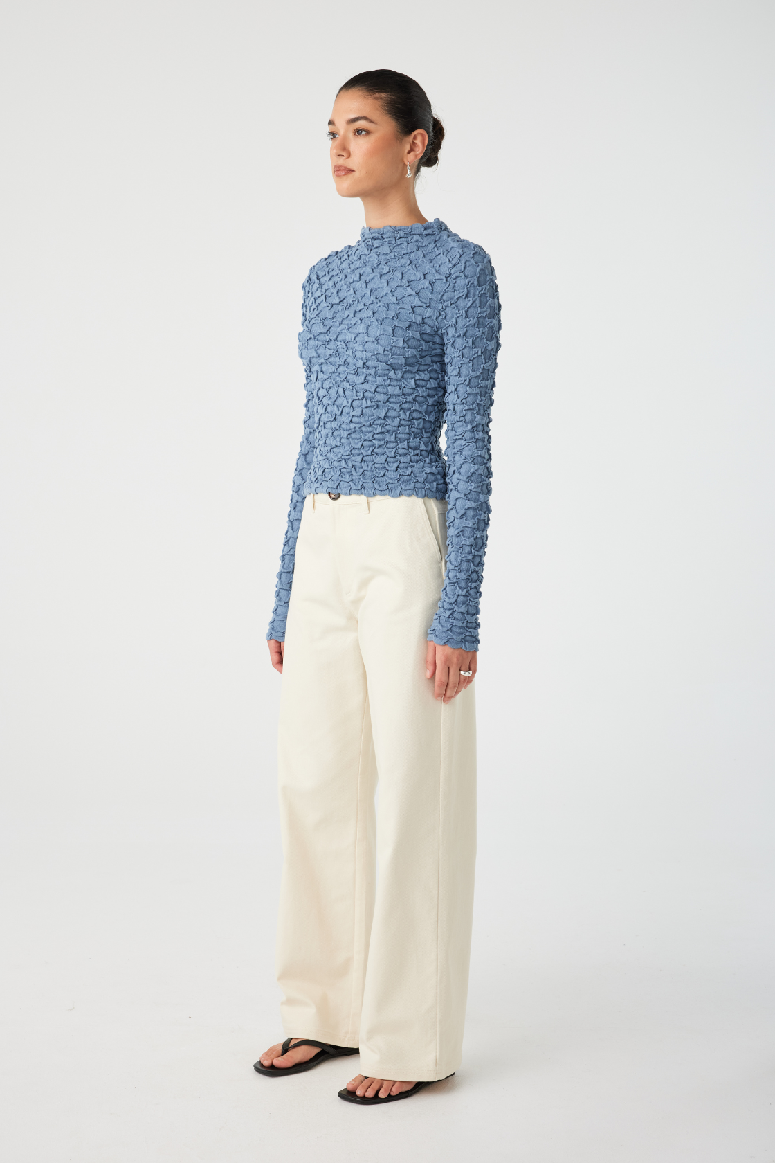 Suvi High Neck Top | Denim Blue
