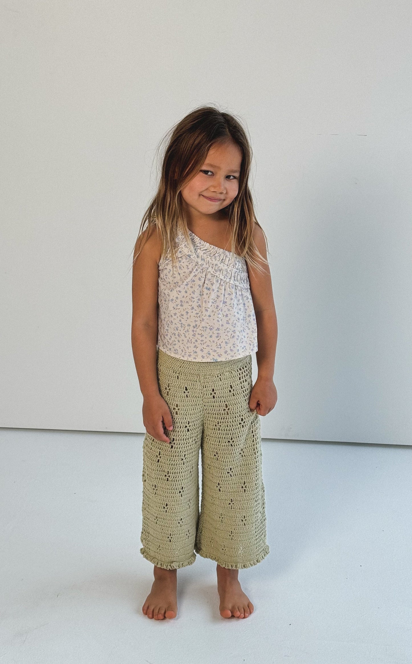 Filet Crochet Pants | Moss