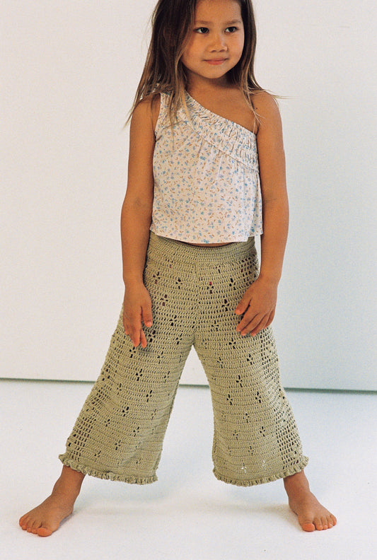 Filet Crochet Pants | Moss