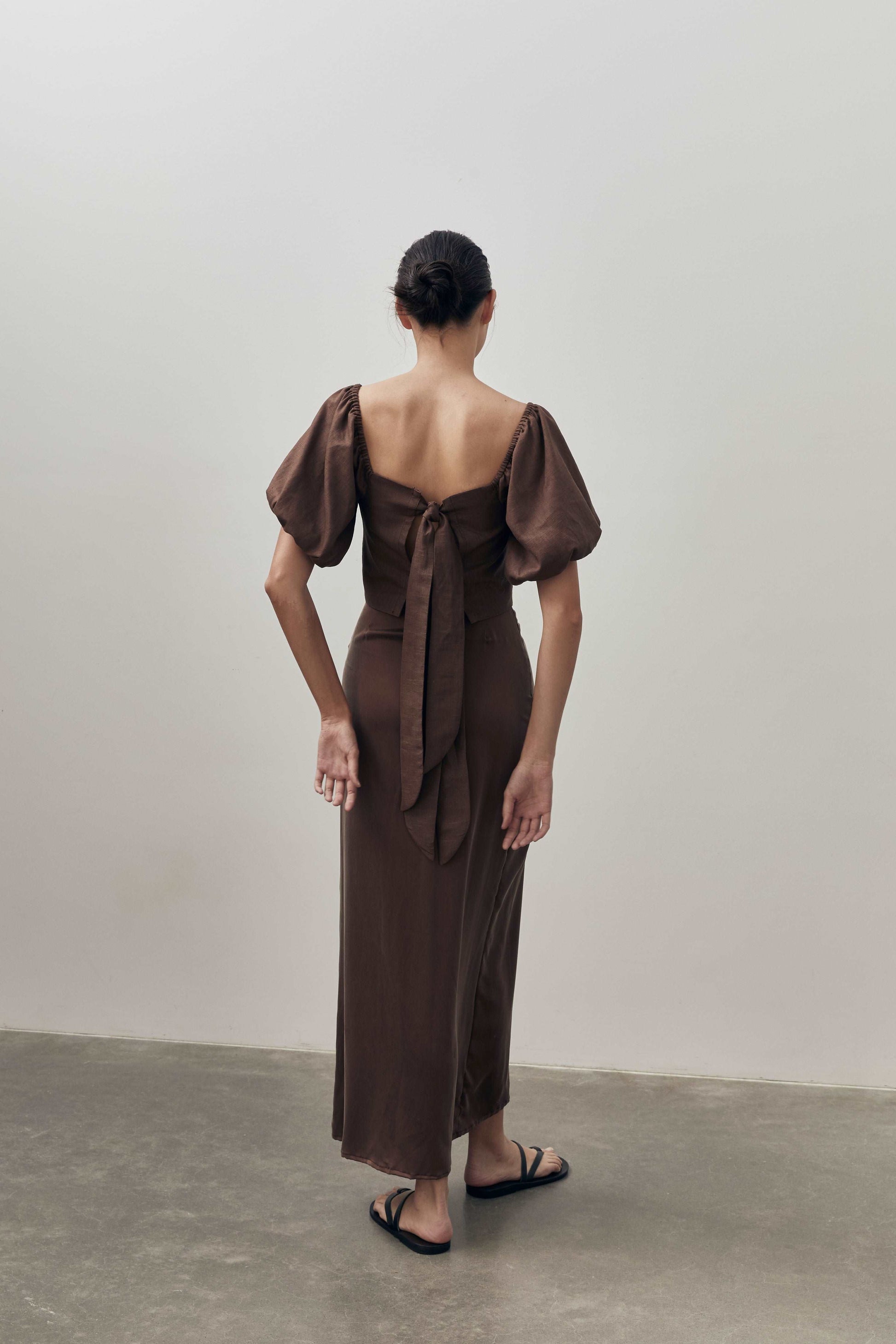 Naomi Silk Slip Skirt - Chocolate